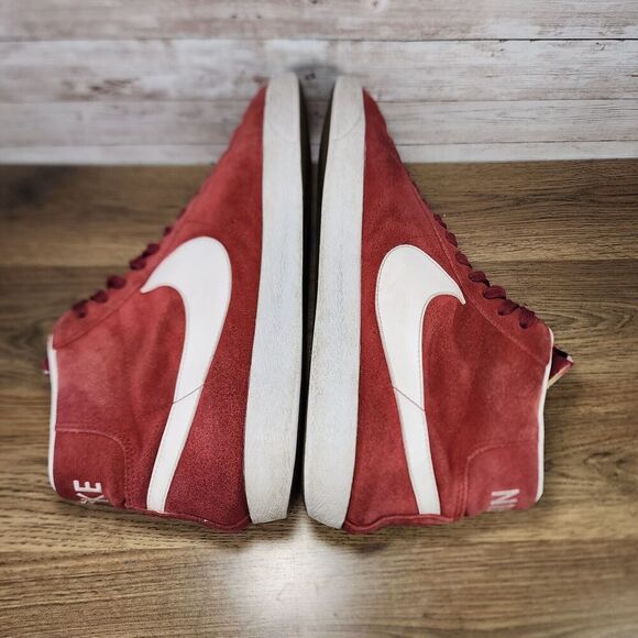 Nike Blazer Mid Team Red Maroon Suede White Big Swoosh Retro Shoes Size 10.5 - Picture 4 of 8
